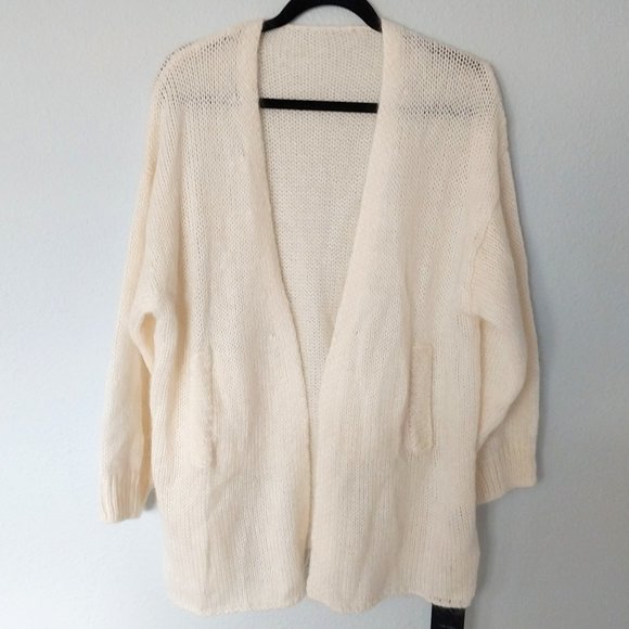ASM ANNA Ivory Crochet Knit Mohair Blend Open Cardigan NWT - Picture 1 of 8